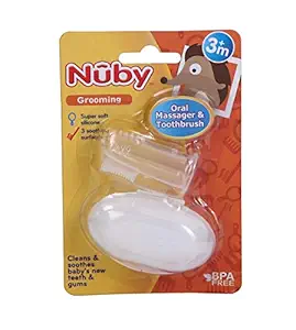 Nuby Oral Massager & Finger Toothbrush (3M+, Transparent)