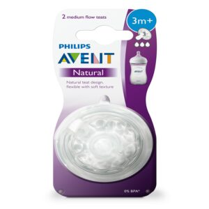 Avent tétines natural 3m+ / a débit moyen / lot de 2 tétines