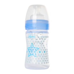Chicco Biberon En Plastique Tétine Silicone Flux Lent 0m+ 150 ml – Bleu
