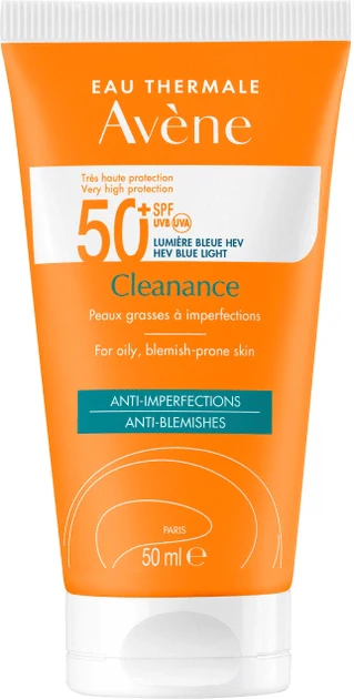 Avène Cleanance – Crème Solaire SPF50+ – Visage – Peaux Grasses à Imperfections, 50ml