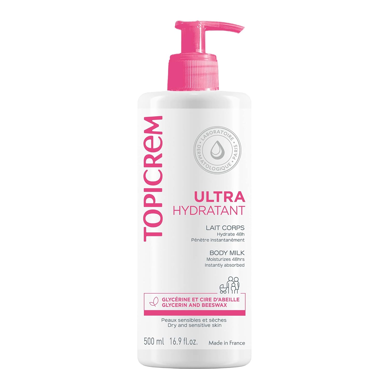 TOPICREM Ultra-Hydratant Lait Corps 500ml – Hydratation intense peaux sensibles et sèches