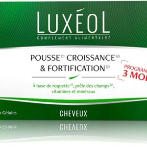 Luxéol Pousse Croissance & Fortification 3 mois, Favorise la Pousse des Cheveux, Complément Alimentaire, 90 Gélules