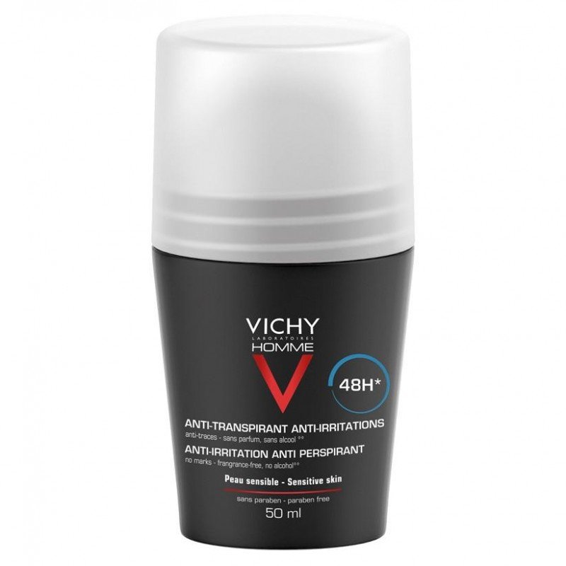 Vichy Homme Déodorant Anti-transpirant Anti-rritations Peaux Sensibles 48H Bille 50ml